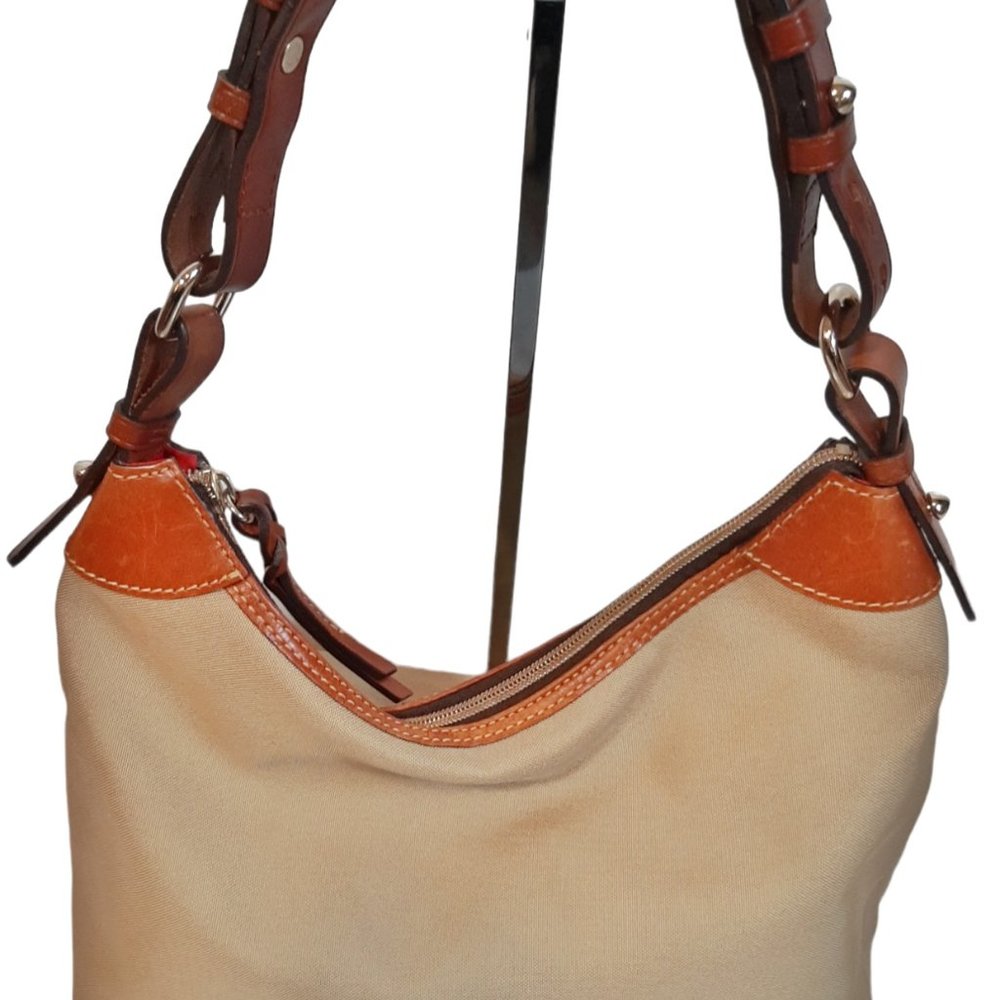 Dooney & Bourke Erica Nylon & Vacchetta Leather Hobo Bag - Picture 3 of 16